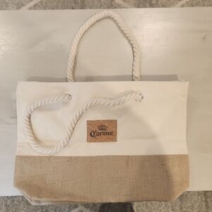 Corona Canvas & Jute Tote in Cream and Natural